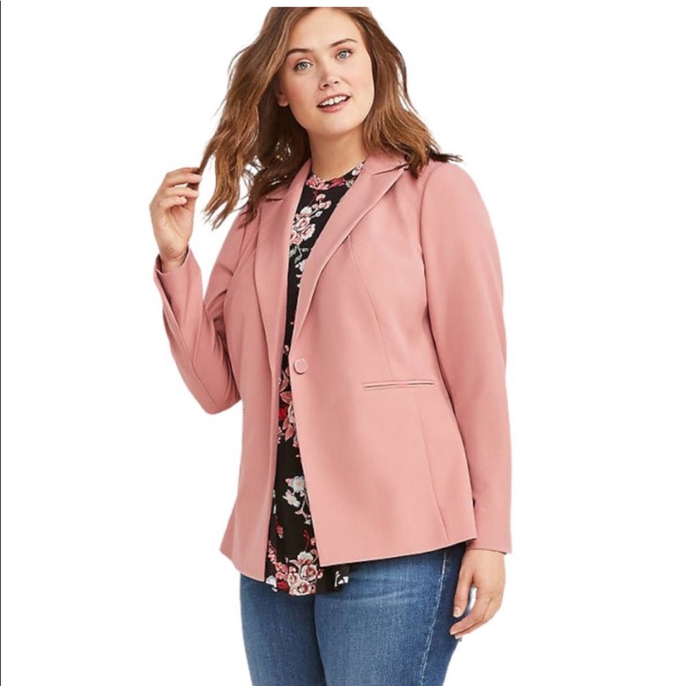 Lane Bryant Single Breasted The Bryant Blazer Pink Size 16